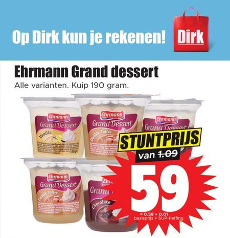 Ehrmann   toetje folder aanbieding bij  Dirk - details