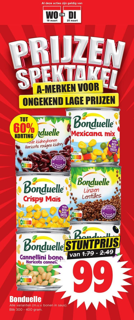 Bonduelle   groenteconserven folder aanbieding bij  Dirk - details