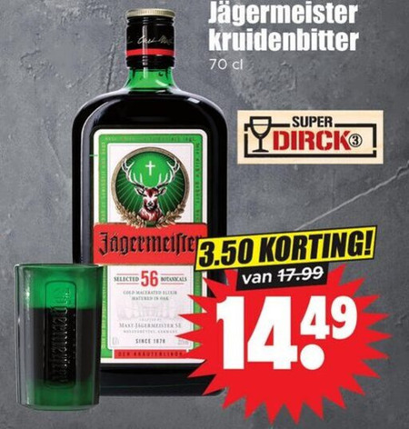 Jagermeister   kruidenbitter folder aanbieding bij  Dirk - details