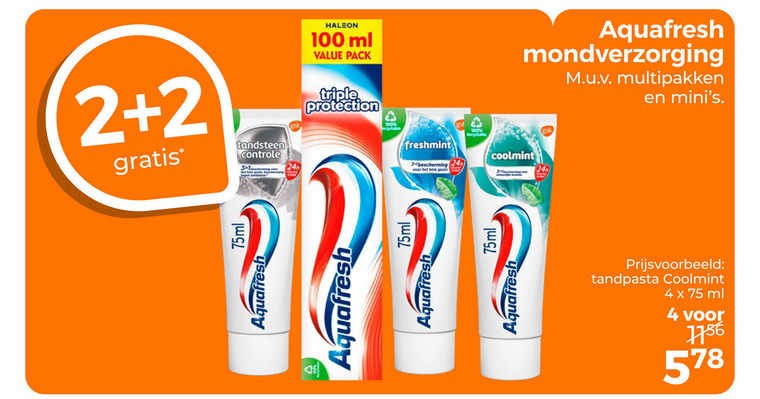 Aquafresh   tandpasta folder aanbieding bij  Trekpleister - details