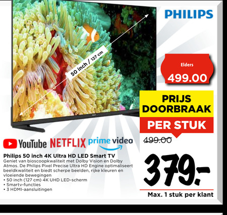 Philips   4k ultrahd televisies folder aanbieding bij  Vomar - details