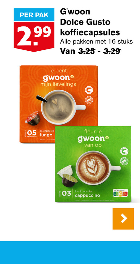 Gwoon   dolce gusto capsules folder aanbieding bij  Hoogvliet - details