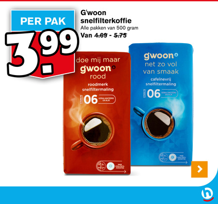 Gwoon   koffie folder aanbieding bij  Hoogvliet - details