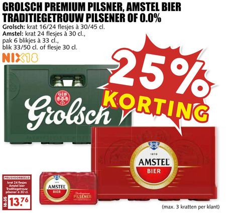 Grolsch   blikje bier, krat bier folder aanbieding bij  MCD Supermarkt Basis - details