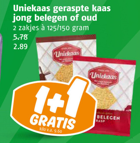 Uniekaas   geraspte kaas folder aanbieding bij  Poiesz - details