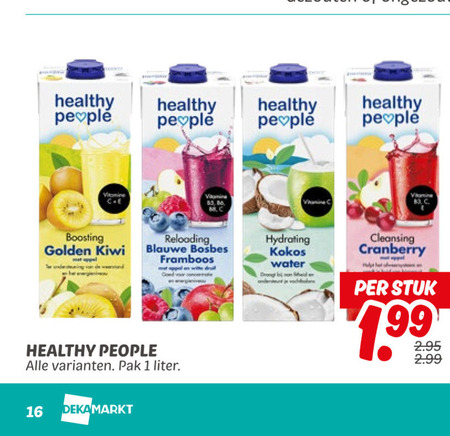 Healthy People   vruchtensap folder aanbieding bij  Dekamarkt - details