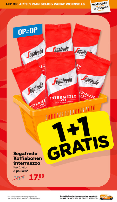 Segafredo   koffiebonen folder aanbieding bij  Coop - details