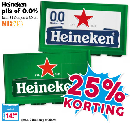 Heineken 0.0   krat bier folder aanbieding bij  Boons Markt - details