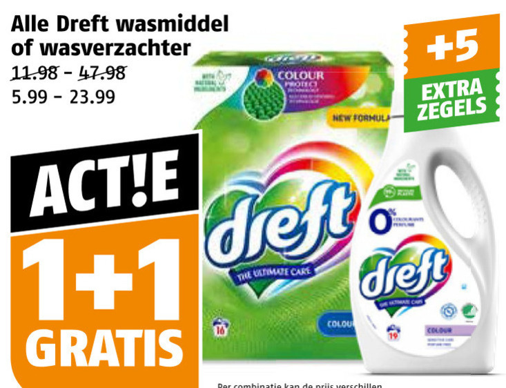 Dreft   wasverzachter, wasmiddel folder aanbieding bij  Poiesz - details