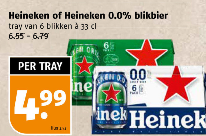 Heineken 0.0   blikje bier folder aanbieding bij  Poiesz - details