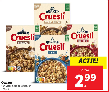 Quaker   cruesli folder aanbieding bij  Lidl - details