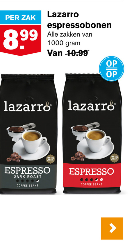 Lazarro   koffiebonen folder aanbieding bij  Hoogvliet - details