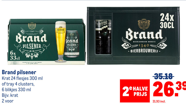Brand   krat bier, blikje bier folder aanbieding bij  Makro - details