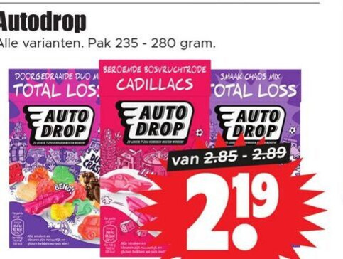 Autodrop   snoep folder aanbieding bij  Dirk - details