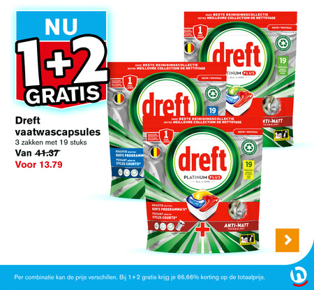 Dreft   vaatwasmiddel folder aanbieding bij  Hoogvliet - details
