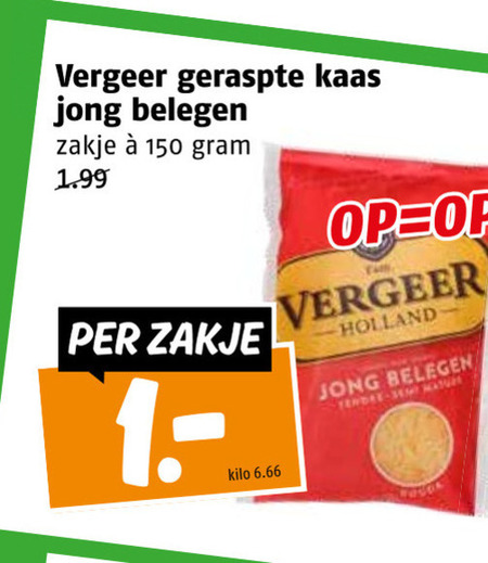 Vergeer   geraspte kaas folder aanbieding bij  Poiesz - details