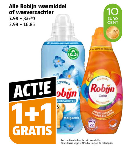 Robijn   wasverzachter, wasmiddel folder aanbieding bij  Poiesz - details