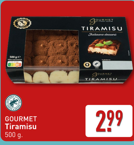 Gourmet   tiramisu folder aanbieding bij  Aldi - details