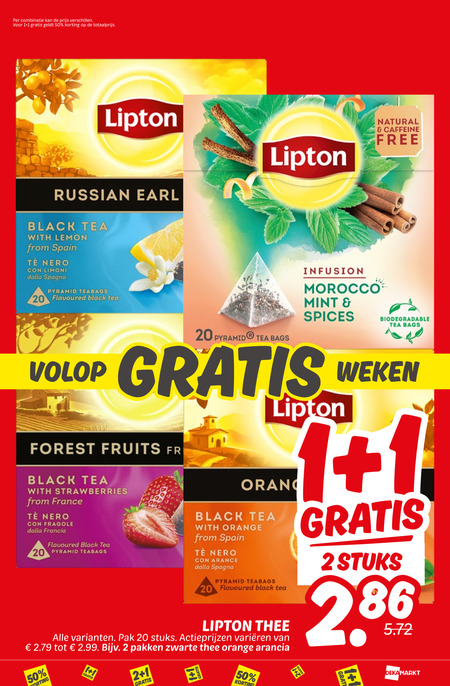Lipton   thee folder aanbieding bij  Dekamarkt - details