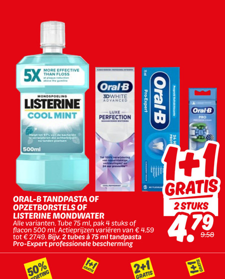 Listerine   mondwater, tandpasta folder aanbieding bij  Dekamarkt - details