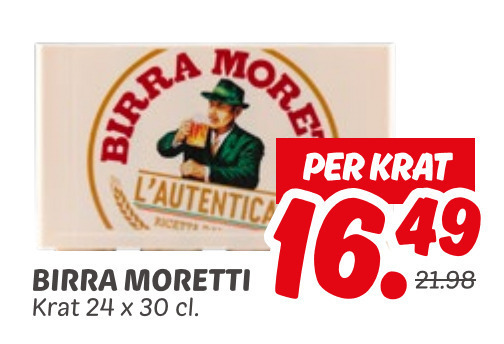 Birra Moretti   krat bier folder aanbieding bij  Dekamarkt - details