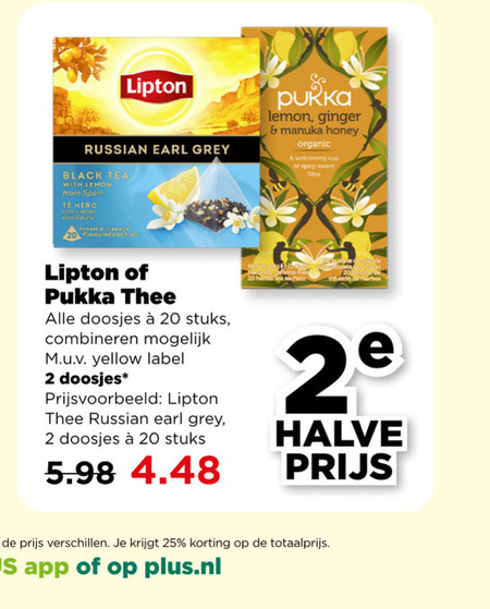 Lipton   thee folder aanbieding bij  Plus - details