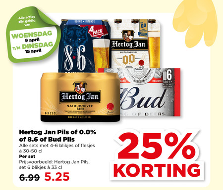 Hertog Jan   blikje bier folder aanbieding bij  Plus - details