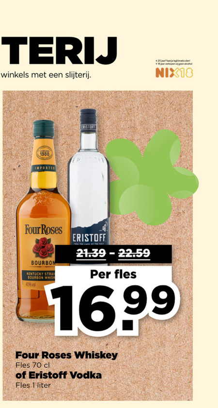 Four Roses   wodka, bourbon folder aanbieding bij  Plus - details