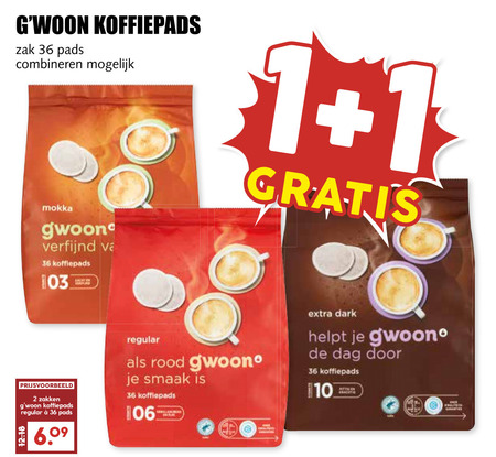 Gwoon   koffiepad folder aanbieding bij  MCD Supermarkt Basis - details