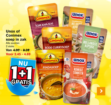 Conimex   soep folder aanbieding bij  Hoogvliet - details