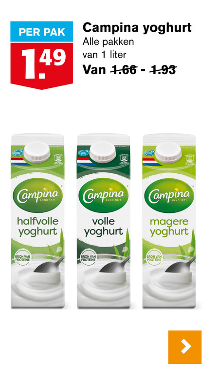 Campina   yoghurt folder aanbieding bij  Hoogvliet - details
