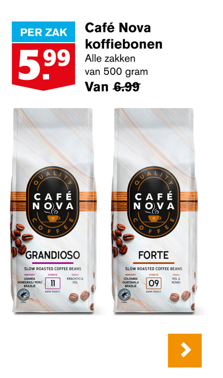Cafe Nova   koffiebonen folder aanbieding bij  Hoogvliet - details