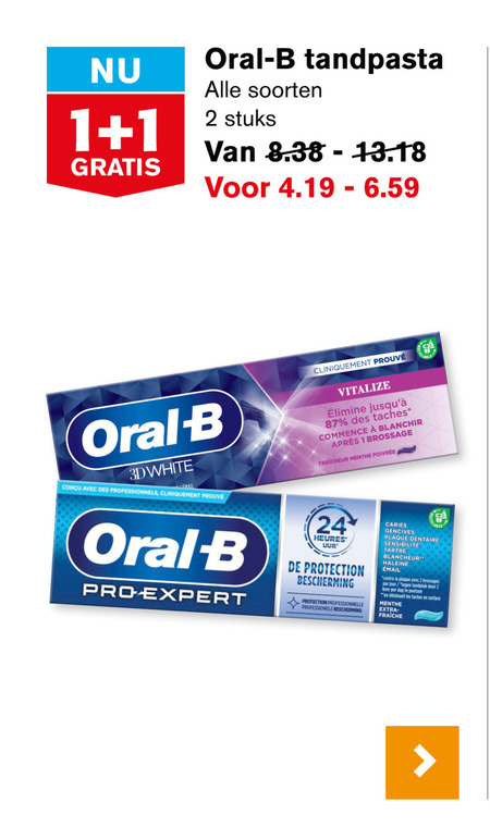 Oral-B   tandpasta folder aanbieding bij  Hoogvliet - details