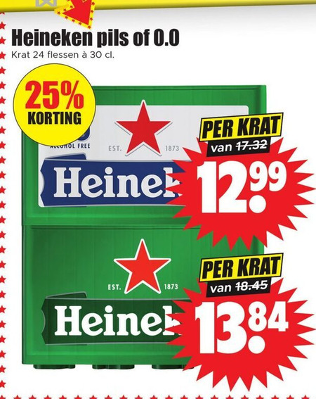 Heineken 0.0   krat bier folder aanbieding bij  Dirk - details