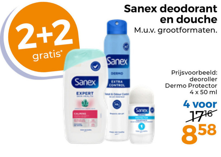 Sanex   douchegel, deodorant folder aanbieding bij  Trekpleister - details