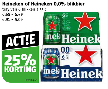 Heineken 0.0   blikje bier folder aanbieding bij  Poiesz - details