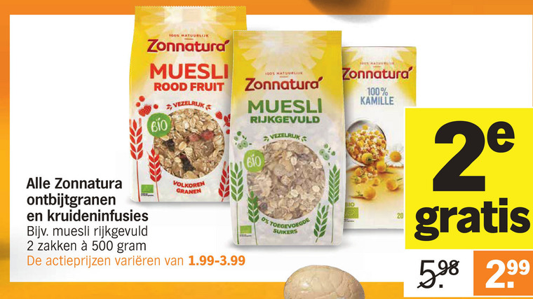 Zonnatura   muesli, thee folder aanbieding bij  Albert Heijn - details