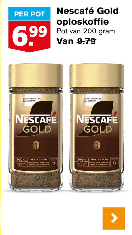 Nescafe   oploskoffie folder aanbieding bij  Hoogvliet - details