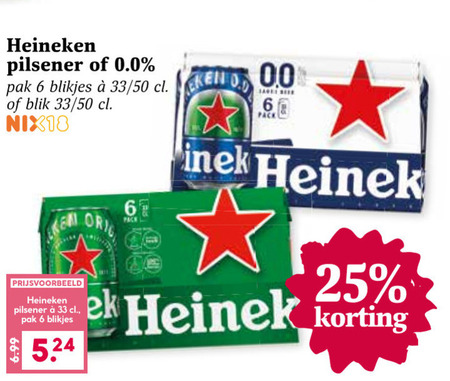 Heineken 0.0   blikje bier folder aanbieding bij  MCD Supermarkt Basis - details