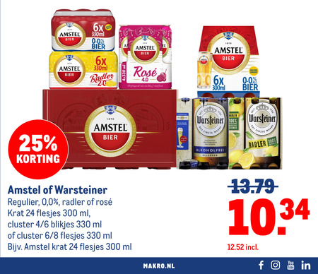 Warsteiner   krat bier, blikje bier folder aanbieding bij  Makro - details