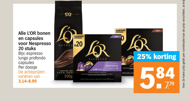 Douwe Egberts L Or   koffiebonen, koffiecups folder aanbieding bij  Albert Heijn - details