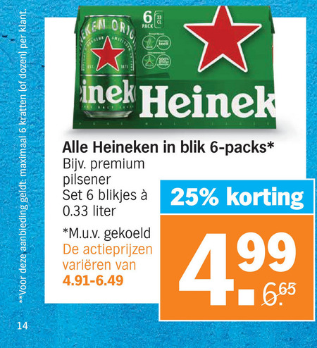 Heineken Silver   blikje bier folder aanbieding bij  Albert&nbsp;Heijn - details