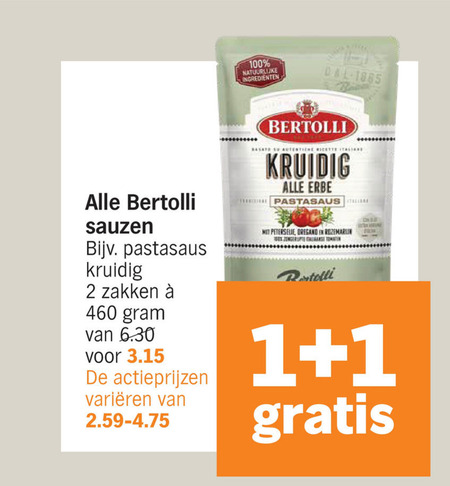 Bertolli   pastasaus folder aanbieding bij  Albert Heijn - details