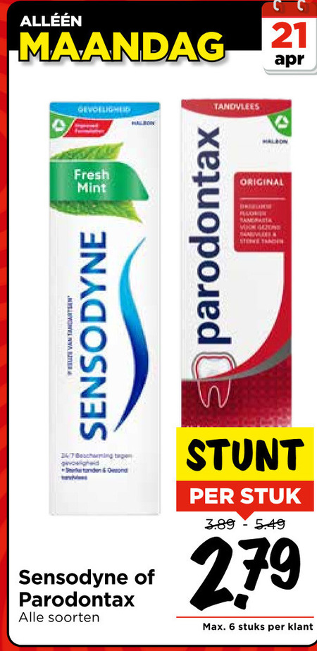Paradontax   tandpasta folder aanbieding bij  Vomar - details