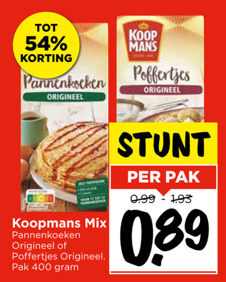Koopmans   pannenkoekenmix folder aanbieding bij  Vomar - details