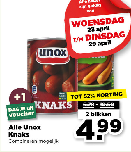 Unox   knakworst folder aanbieding bij  Plus - details