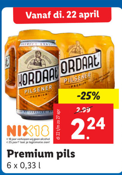 Kordaat   blikje bier folder aanbieding bij  Lidl - details