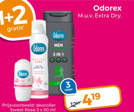 Odorex   douchegel, deodorant folder aanbieding bij  Trekpleister - details
