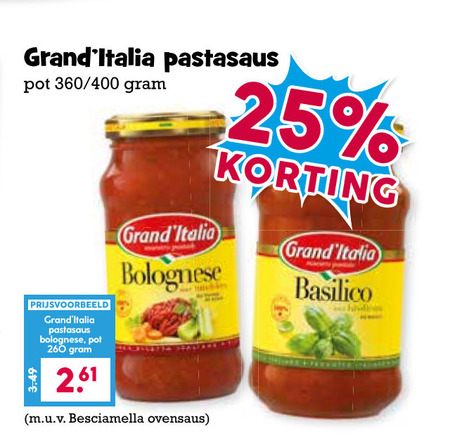 Grand Italia   pastasaus folder aanbieding bij  Boons Markt - details