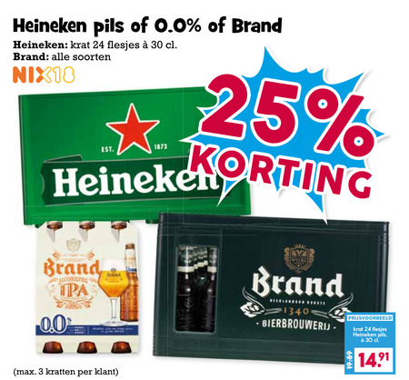 Heineken 0.0   krat bier, blikje bier folder aanbieding bij  Boons Markt - details